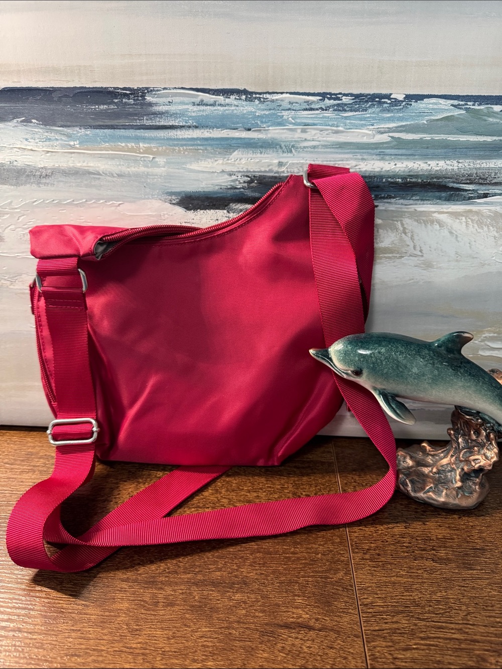 Baggallini Hot Pink Crossbody Organizer Bag - Picture 3 of 5